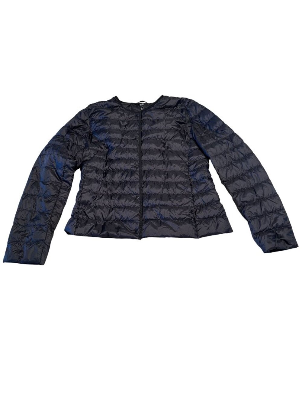 Uniqlo Ultra Light Down Collarless Black Quilted Jacket Women's Size Medium